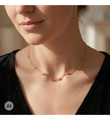 Złoty naszyjnik choker z łańcuszkami - próba 375 Złoty naszyjnik choker z łańcuszkami - próba 375