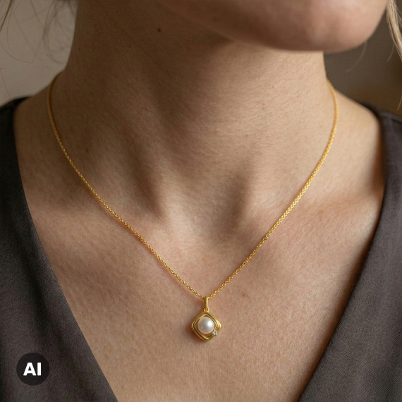 Złota zawieszka z perłą i diamentem 0.02 ct - próba 585 Złota zawieszka z perłą i diamentem 0.02 ct - próba 585