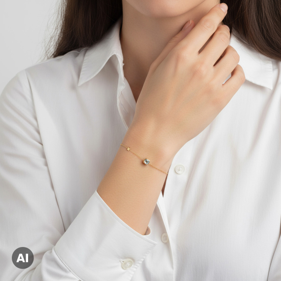 Złota bransoletka z topazem - próba 585 Złota bransoletka z topazem - próba 585