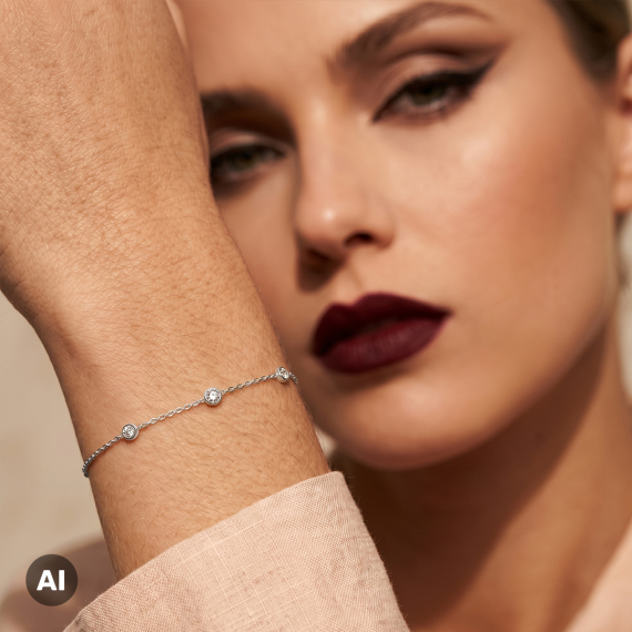 Bransoletka z białego złota z diamentami 0.14 ct - próba 585 Bransoletka z białego złota z diamentami 0.14 ct - próba 585