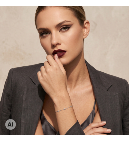 Bransoletka z białego złota z diamentami 0.14 ct - próba 585 Bransoletka z białego złota z diamentami 0.14 ct - próba 585