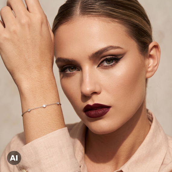 Bransoletka z białego złota z diamentami 0.14 ct - próba 585 Bransoletka z białego złota z diamentami 0.14 ct - próba 585