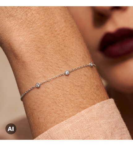 Bransoletka z białego złota z diamentami 0.07 ct - próba 585 Bransoletka z białego złota z diamentami 0.07 ct - próba 585