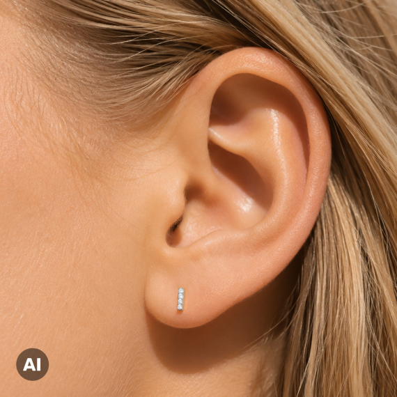 Złote kolczyki z diamentami 0.08 ct - próba 585 Złote kolczyki z diamentami 0.08 ct - próba 585