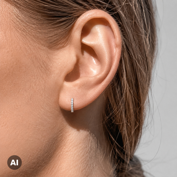 Kolczyki półokrągłe z białego złota z diamentami 0.18 ct - próba 585 Kolczyki półokrągłe z białego złota z diamentami 0.18 ct - próba 585
