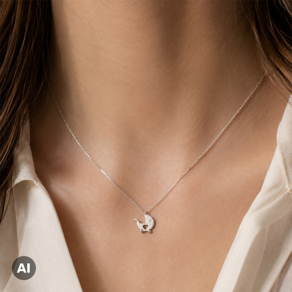 Naszyjnik z białego złota z zawieszką diamentową 0.01 ct - próba 585 Naszyjnik z białego złota z zawieszką diamentową 0.01 ct - próba 585