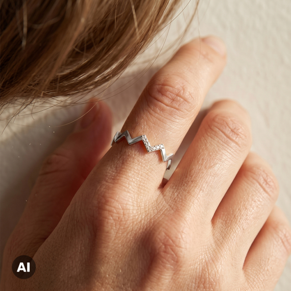 Pierścionek z białego złota z diamentami 0.05 ct - próba 585 Pierścionek z białego złota z diamentami 0.05 ct - próba 585