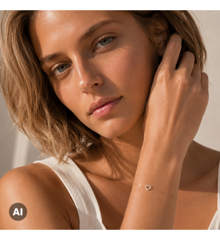 Złota bransoletka z zawieszką serce z diamentami 0.07 ct - próba 585 Złota bransoletka z zawieszką serce z diamentami 0.07 ct - próba 585