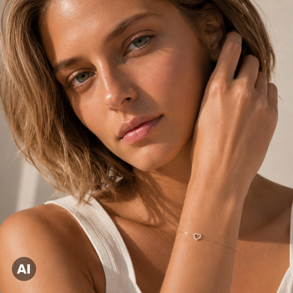 Złota bransoletka z zawieszką serce z diamentami 0.07 ct - próba 585 Złota bransoletka z zawieszką serce z diamentami 0.07 ct - próba 585