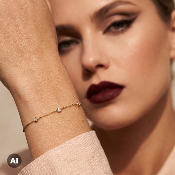Złota bransoletka z diamentami 0.14 ct - próba 585 Złota bransoletka z diamentami 0.14 ct - próba 585