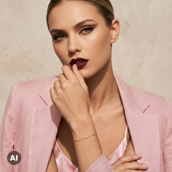 Złota bransoletka z diamentami 0.14 ct - próba 585 Złota bransoletka z diamentami 0.14 ct - próba 585