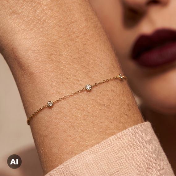 Złota bransoletka z diamentami 0.07 ct - próba 585 Złota bransoletka z diamentami 0.07 ct - próba 585