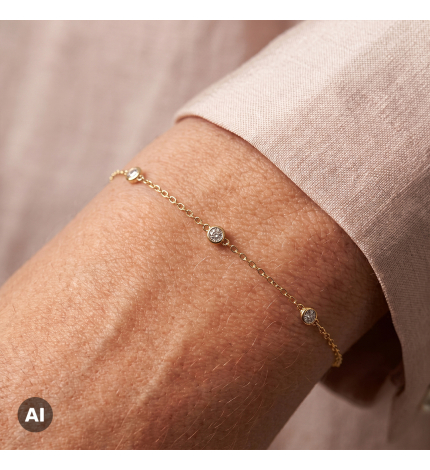 Złota bransoletka z diamentami 0.07 ct - próba 585 Złota bransoletka z diamentami 0.07 ct - próba 585