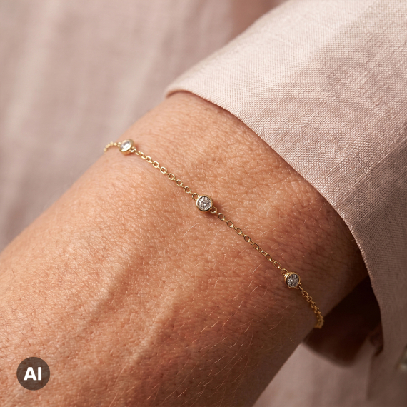 Złota bransoletka z diamentami 0.07 ct - próba 585 Złota bransoletka z diamentami 0.07 ct - próba 585
