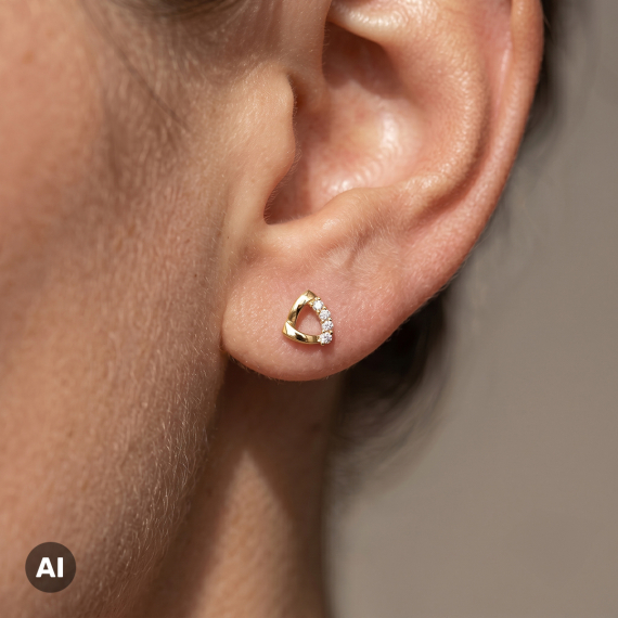 Złote kolczyki z diamentami 0.05 ct - próba 585 Złote kolczyki z diamentami 0.05 ct - próba 585