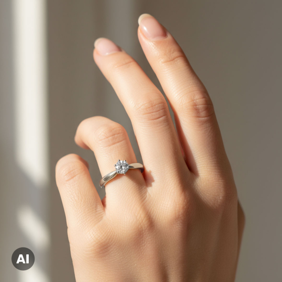 Pierścionek z białego złota z diamentem 0.5 ct - próba 585 Pierścionek z białego złota z diamentem 0.5 ct - próba 585