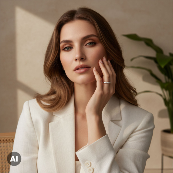 Pierścionek z białego złota z diamentami 0.7 ct - próba 585 Pierścionek z białego złota z diamentami 0.7 ct - próba 585