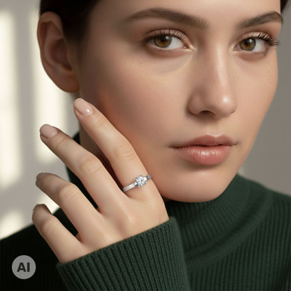 Pierścionek z białego złota z diamentami 0.15 ct motyw serca - próba 585 Pierścionek z białego złota z diamentami 0.15 ct motyw serca - próba 585
