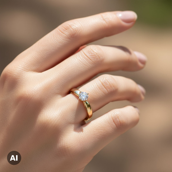Ponadczasowy pierścionek z żółtego złota z diamentem 0.25 ct - próba 585 Ponadczasowy pierścionek z żółtego złota z diamentem 0.25 ct - próba 585