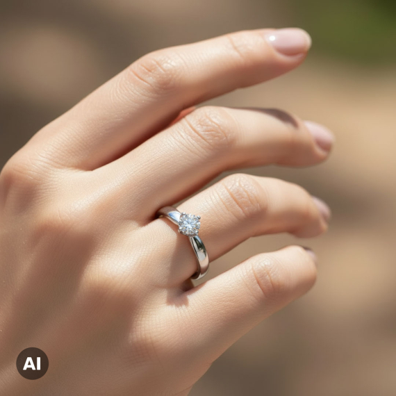 Ponadczasowy pierścionek z białego złota z diamentem 0.25 ct - próba 585 Ponadczasowy pierścionek z białego złota z diamentem 0.25 ct - próba 585