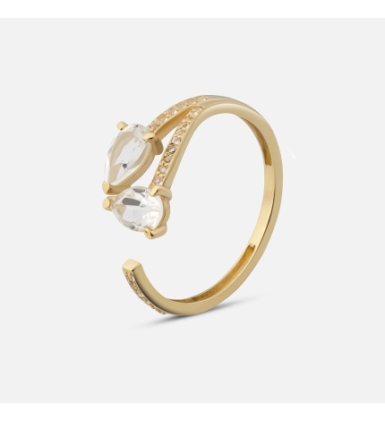 Goldenmark x Karolina Kotas: Złoty pierścionek otwartej formie z białymi topazami - próba 585 Goldenmark x Karolina Kotas: Złoty pierścionek otwartej formie z białymi topazami - próba 585