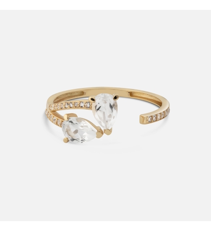 Goldenmark x Karolina Kotas: Złoty pierścionek otwartej formie z białymi topazami - próba 585 Goldenmark x Karolina Kotas: Złoty pierścionek otwartej formie z białymi topazami - próba 585