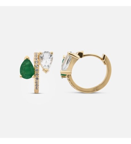 Goldenmark x Karolina Kotas: Złote kolczyki ze szmaragdem i białymi topazami - próba 585 Goldenmark x Karolina Kotas: Złote kolczyki ze szmaragdem i białymi topazami - próba 585