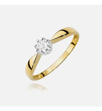 Złoty pierścionek z diamentem 0.15 ct - próba 585 Złoty pierścionek z diamentem 0.15 ct - próba 585