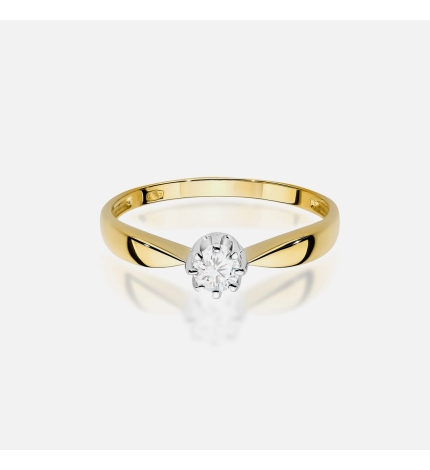 Złoty pierścionek z diamentem 0.15 ct - próba 585 Złoty pierścionek z diamentem 0.15 ct - próba 585