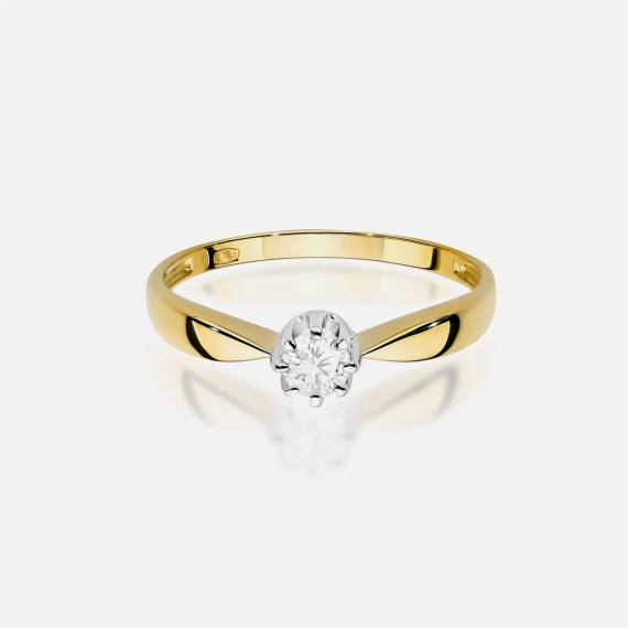Złoty pierścionek z diamentem 0.15 ct - próba 585 Złoty pierścionek z diamentem 0.15 ct - próba 585