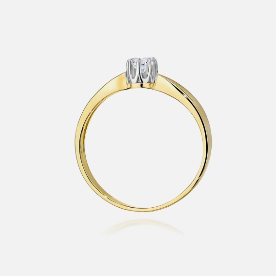 Złoty pierścionek z diamentem 0.15 ct - próba 585 Złoty pierścionek z diamentem 0.15 ct - próba 585
