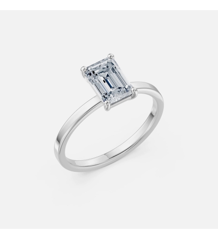 Pierścionek z białego złota z diamentem laboratoryjnym 1.5 ct o szlifie szmaragdowym - próba 585 Pierścionek z białego złota z diamentem laboratoryjnym 1.5 ct o szlifie szmaragdowym - próba 585