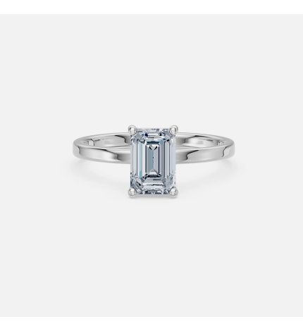 Pierścionek z białego złota z diamentem laboratoryjnym 1.5 ct o szlifie szmaragdowym - próba 585 Pierścionek z białego złota z diamentem laboratoryjnym 1.5 ct o szlifie szmaragdowym - próba 585