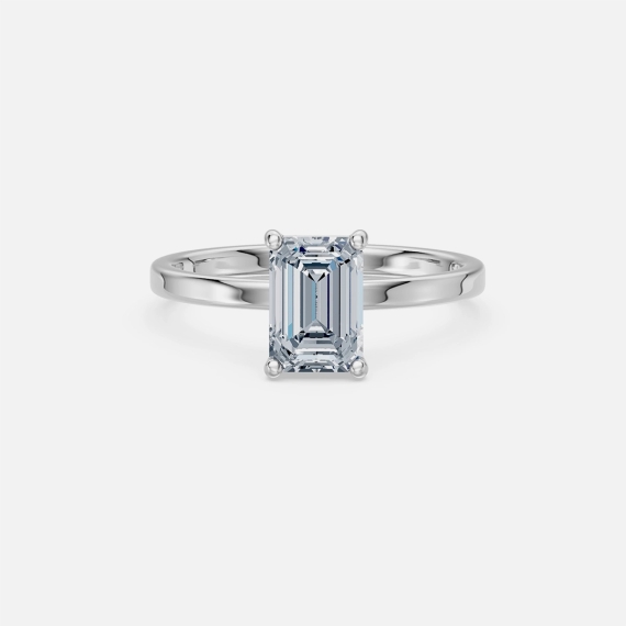 Pierścionek z białego złota z diamentem laboratoryjnym 1.5 ct o szlifie szmaragdowym - próba 585 Pierścionek z białego złota z diamentem laboratoryjnym 1.5 ct o szlifie szmaragdowym - próba 585