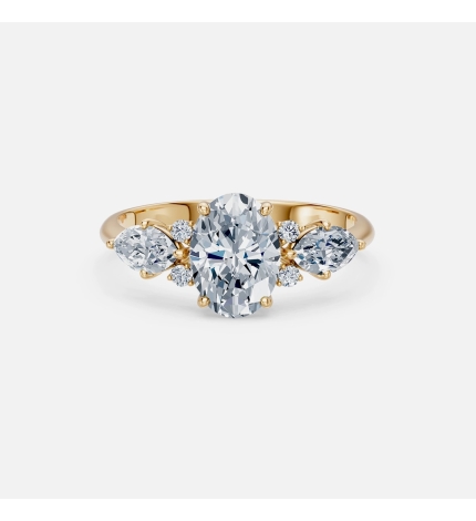 Złoty pierścionek z subtelnymi diamentami laboratoryjnymi - próba 585 Złoty pierścionek z subtelnymi diamentami laboratoryjnymi - próba 585