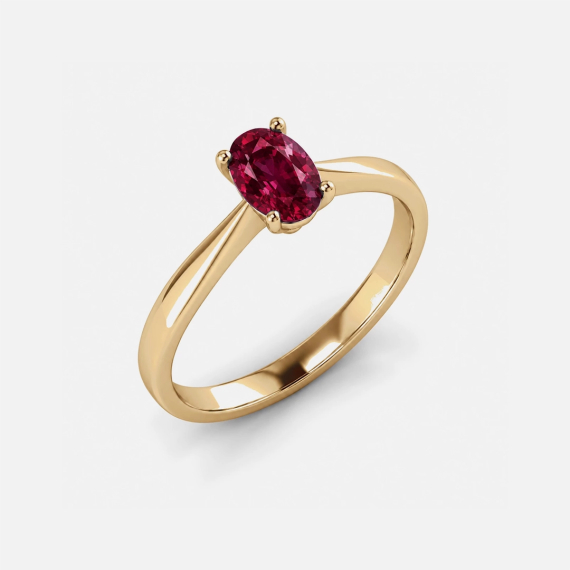 Złoty pierścionek z rubinem 0.63 ct - próba 585