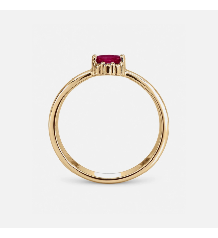 Złoty pierścionek z rubinem 0.26 ct i diamentami - próba 585 Złoty pierścionek z rubinem 0.26 ct i diamentami - próba 585