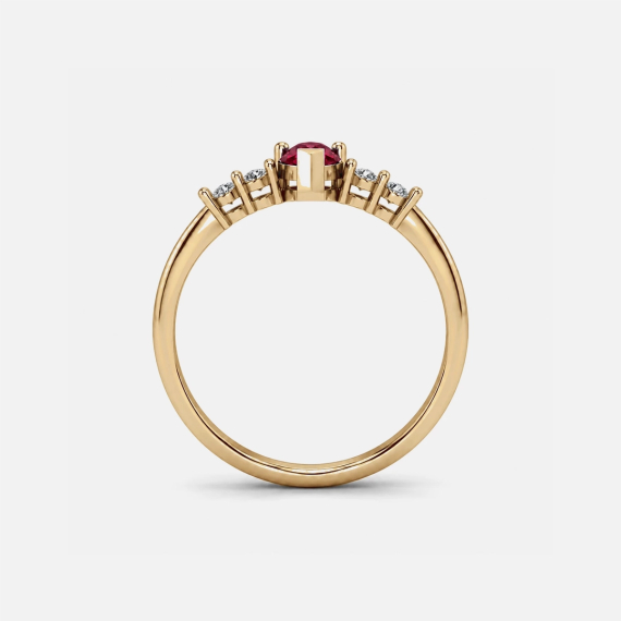 Złoty pierścionek z rubinem 0.5 ct i diamentami - próba 585 Złoty pierścionek z rubinem 0.5 ct i diamentami - próba 585