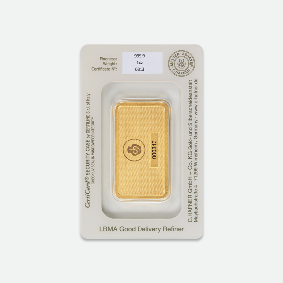 1 uncja sztabka złota CertiPack 1 uncja sztabka złota CertiPack
