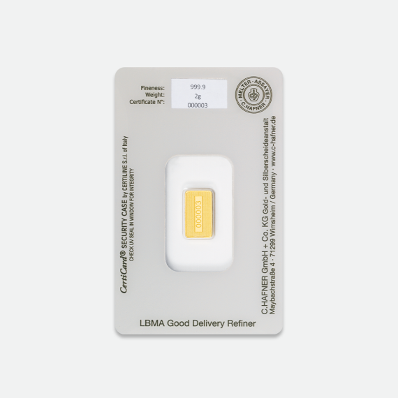 2 g sztabka złota CertiPack 2 g sztabka złota CertiPack