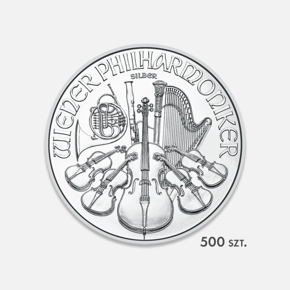 Zestaw: 500x srebrna moneta Wiedeńscy Filharmonicy 1 uncja