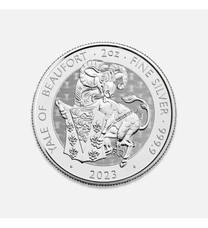 Srebrna moneta Bestie Tudorów: Koziorożec z Beaufort 2 uncje Srebrna moneta Bestie Tudorów: Koziorożec z Beaufort 2 uncje