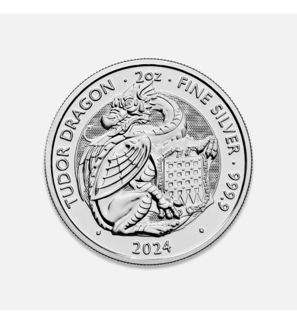 Srebrna moneta Bestie Tudorów: Smok 2024 2 uncje Srebrna moneta Bestie Tudorów: Smok 2024 2 uncje