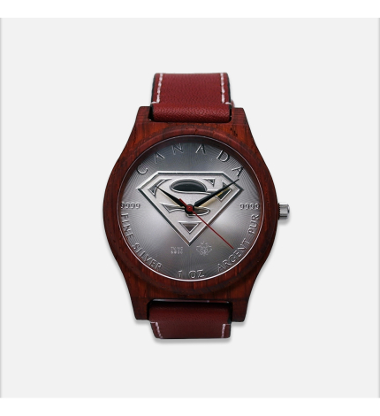 Ekskluzywny zegarek drewniany z monetą Superman - Goldenmark Ekskluzywny zegarek drewniany z monetą Superman - Goldenmark