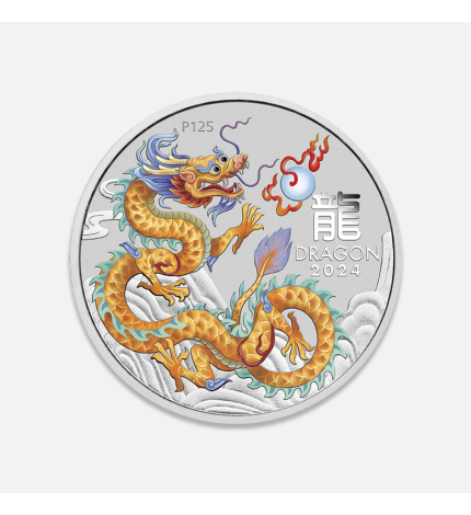 Srebrna moneta Lunar III: Rok Smoka Złoty 2024 1/2 uncji Srebrna moneta Lunar III: Rok Smoka Złoty 2024 1/2 uncji