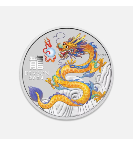 Srebrna moneta Lunar III: Rok Smoka Żółty 2024 1/2 uncji Srebrna moneta Lunar III: Rok Smoka Żółty 2024 1/2 uncji