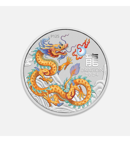 Srebrna moneta Lunar III: Rok Smoka Złoty 2024 1 uncja Srebrna moneta Lunar III: Rok Smoka Złoty 2024 1 uncja