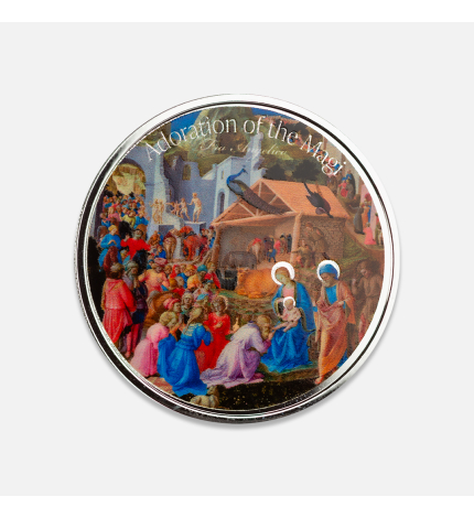 Srebrna moneta kolorowana Fra Angelico: Pokłon Trzech Króli 1 uncja Srebrna moneta kolorowana Fra Angelico: Pokłon Trzech Króli 1 uncja