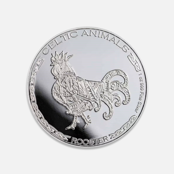 Srebrna moneta Republika Czadu - Celtyckie Zwierzęta - Kogut 2022 1 uncja Srebrna moneta Republika Czadu - Celtyckie Zwierzęta - Kogut 2022 1 uncja