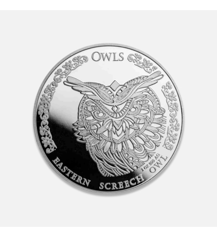 Srebrna moneta Republika Czadu - wschodnia krzykliwa sowa 2024 1 uncja Srebrna moneta Republika Czadu - wschodnia krzykliwa sowa 2024 1 uncja